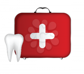 Tooth and Red Medical Bag with a Cross Vector Illustration EPS10