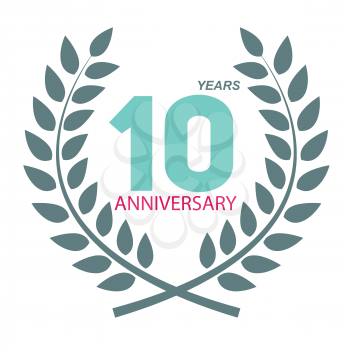 Template Logo 10 Anniversary in Laurel Wreath Vector Illustration EPS10