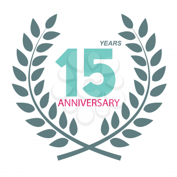 Template Logo 15 Anniversary in Laurel Wreath Vector Illustration EPS10