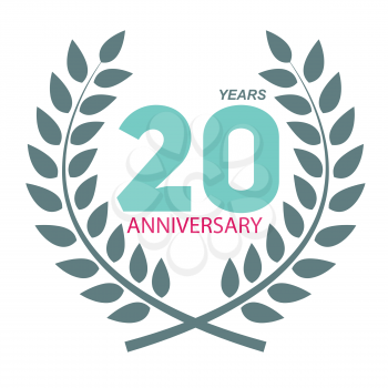 Template Logo 20 Anniversary in Laurel Wreath Vector Illustration EPS10