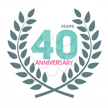 Template Logo 40 Anniversary in Laurel Wreath Vector Illustration EPS10