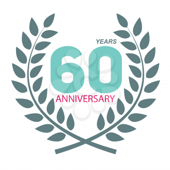 Template Logo 60 Anniversary in Laurel Wreath Vector Illustration EPS10