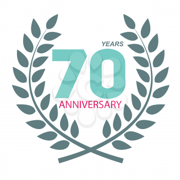 Template Logo 70 Anniversary in Laurel Wreath Vector Illustration EPS10