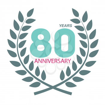 Template Logo 80 Anniversary in Laurel Wreath Vector Illustration EPS10