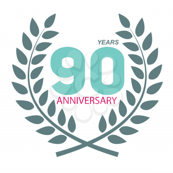Template Logo 90 Anniversary in Laurel Wreath Vector Illustration EPS10