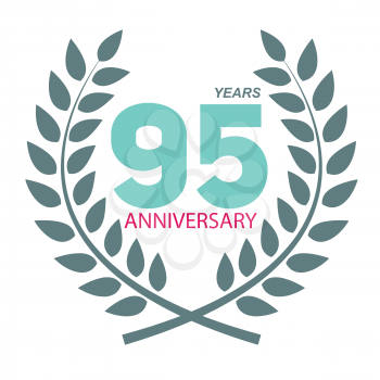 Template Logo 95 Anniversary in Laurel Wreath Vector Illustration EPS10