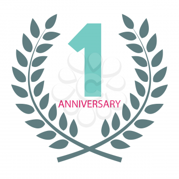 Template Logo 1 Anniversary in Laurel Wreath Vector Illustration EPS10