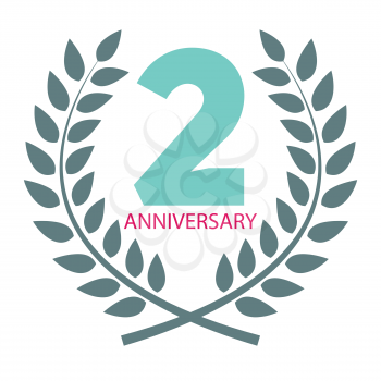 Template Logo 2 Anniversary in Laurel Wreath Vector Illustration EPS10