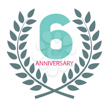 Template Logo 6 Anniversary in Laurel Wreath Vector Illustration EPS10