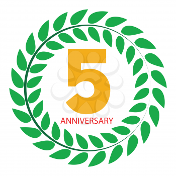 Template Logo 5 Anniversary in Laurel Wreath Vector Illustration EPS10