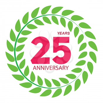 Template Logo 25 Anniversary in Laurel Wreath Vector Illustration EPS10