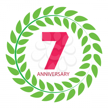 Template Logo 7 Anniversary in Laurel Wreath Vector Illustration EPS10
