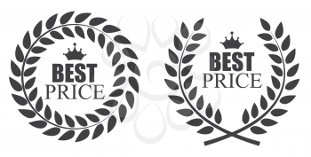 Award Laurel Wreath Best Price Label Illustration EPS10