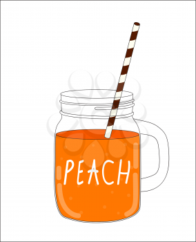 Fresh Peach Smoothie. Healthy Food. Vector Illustration EPS10