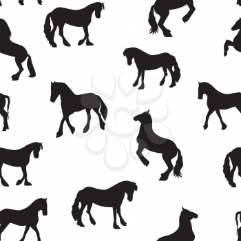 Black Horse Silhouette Seamless Pattern Vector Illustration EPS10