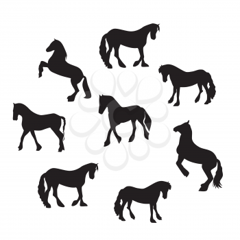 Black Horse Silhouette Set Vector Illustration EPS10