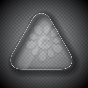 Glass Frame, Triangle  Button on Checkered  Abstract Transparent Background. Vector Illustration. EPS10