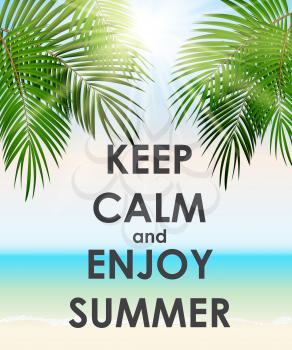 Keep Calm and Enjoy Summer Creative Poster Concept. Card of Invitation, Motivation. Vector Illustration EPS10