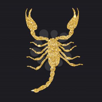 Gold Scorpion Silhouette Icon Vector Illustration EPS10
