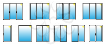 Varieties of PVC windows. Vector Illustration. EPS10