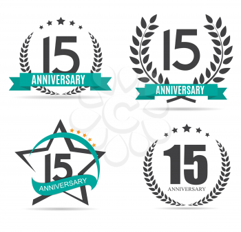 Template Logo 15 Years Anniversary Set Vector Illustration EPS10