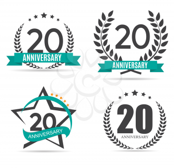 Template Logo 20 Years Anniversary Set Vector Illustration EPS10