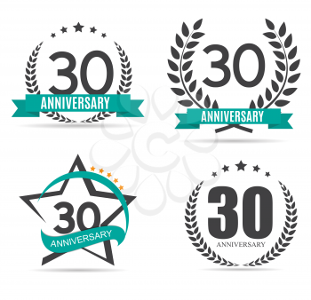 Template Logo 30 Years Anniversary Set Vector Illustration EPS10