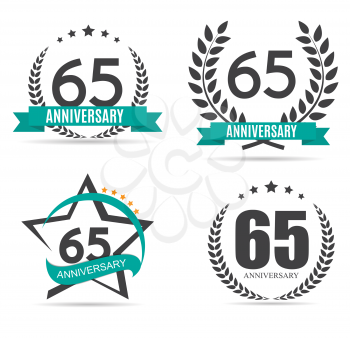 Template Logo 65 Years Anniversary Set Vector Illustration EPS10