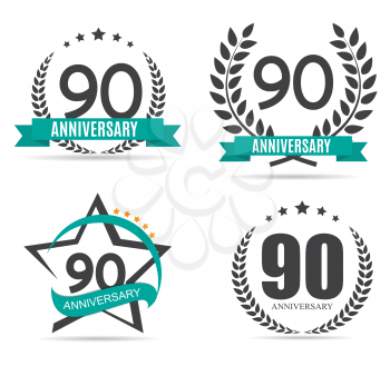 Template Logo 90 Years Anniversary Set Vector Illustration EPS10