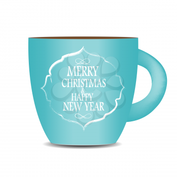 Abstract Beauty Christmas and New Year Cofee Cup. Vector Illustration. EPS10