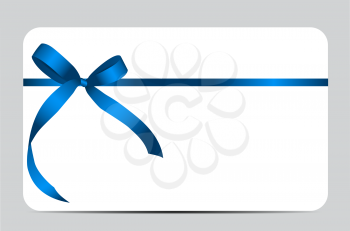 Gift Card with Blue Ribbon and Bow. Vector illustration EPS10

