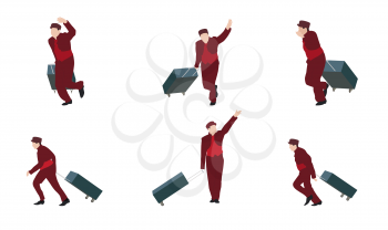 Man Goes to the Suitcase. Vector Illustration. EPS10