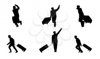 Man Goes to the Suitcase. Vector Illustration. EPS10