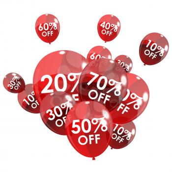 Color Glossy Balloons Sale Concept of Discount. Vector Illustration. eps10