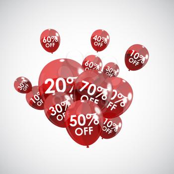 Color Glossy Balloons Sale Concept of Discount. Vector Illustration. eps10