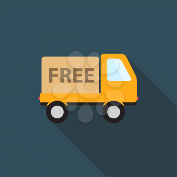 Free Delivery Icon with Long Shadow, Vector Illustration Eps10