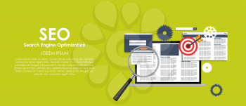 SEO Search Engine Optimazation Vector illustration. Flat computing background. EPS10
