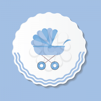 Vector Illustration of Blue Baby Carriage for Newborn Boy EPS10