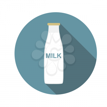 Milk Flat Icon with Long Shadow, Vector Illustration Eps10