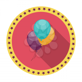 Balloons Flat Icon with Long Shadow, Vector Illustration Eps10