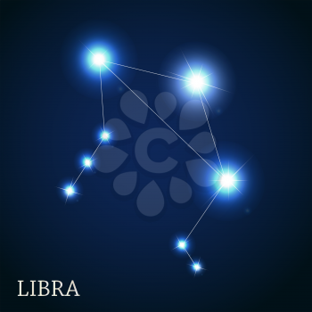 Libra Zodiac Sign of the Beautiful Bright Stars Vector Illustration EPS10