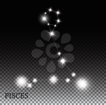 Pisces Zodiac Sign of the Beautiful Bright Stars Vector Illustration EPS10