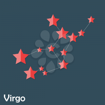 Virgo Zodiac Sign of the Beautiful Bright Stars Vector Illustration EPS10