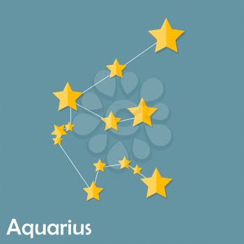 Aquarius Zodiac Sign of the Beautiful Bright Stars Vector Illustration EPS10