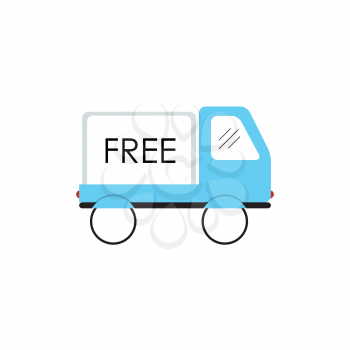 Line Icon with Flat Graphics Element of Free Delivery Car Vector Illustration EPS10