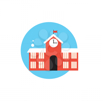 Line Icon with Flat Graphics Element of School Building Vector Illustration EPS10