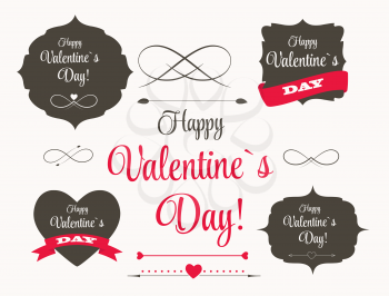 Vector St Valentine Day's Labels, Elements, Arrows in Retro Style Design