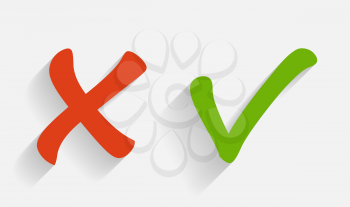 Vector Red and Green Check Mark Icons