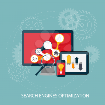 Search Engines Optimization Concept Vector Illustration. EPS10.