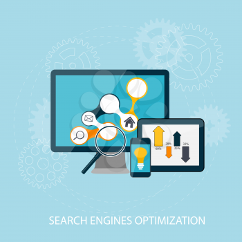 Search Engines Optimization Concept Vector Illustration. Retro
